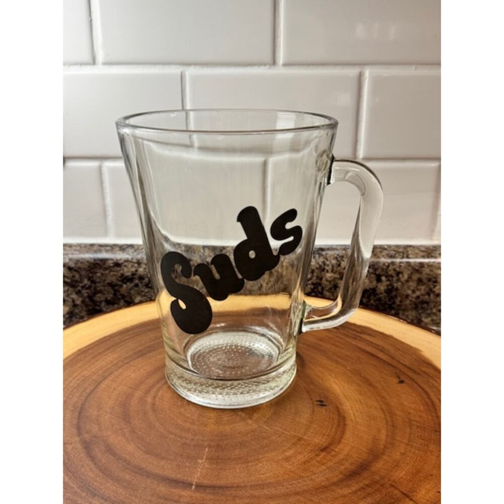Vintage 1970's Heavy Glass Beer Pitcher Man Cave